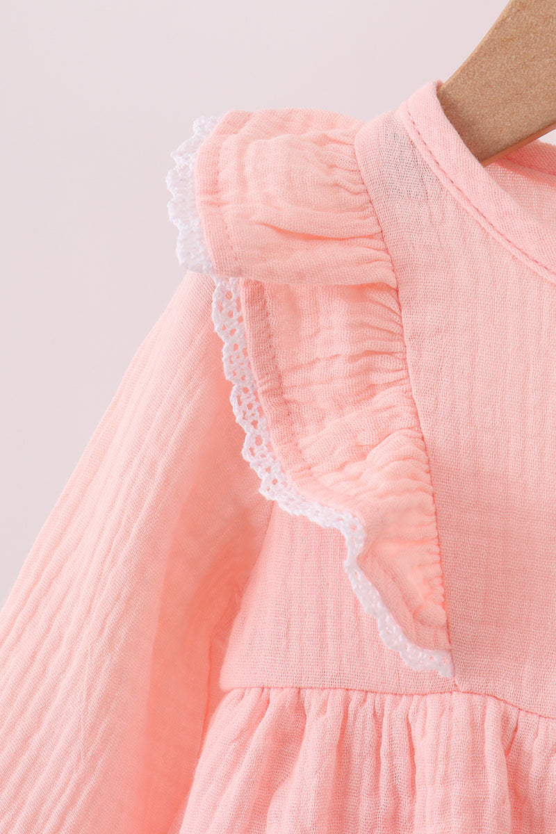Premium pink ruffle muslin bubble