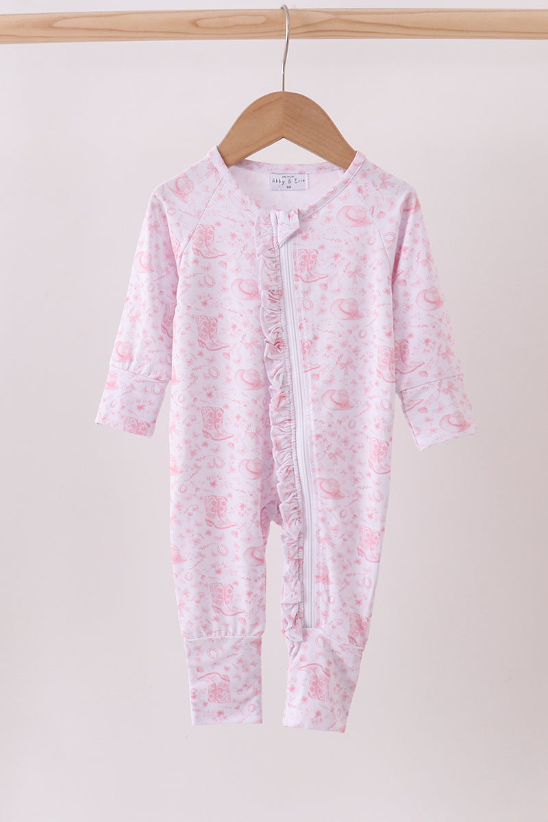 Premium pink boots bamboo romper