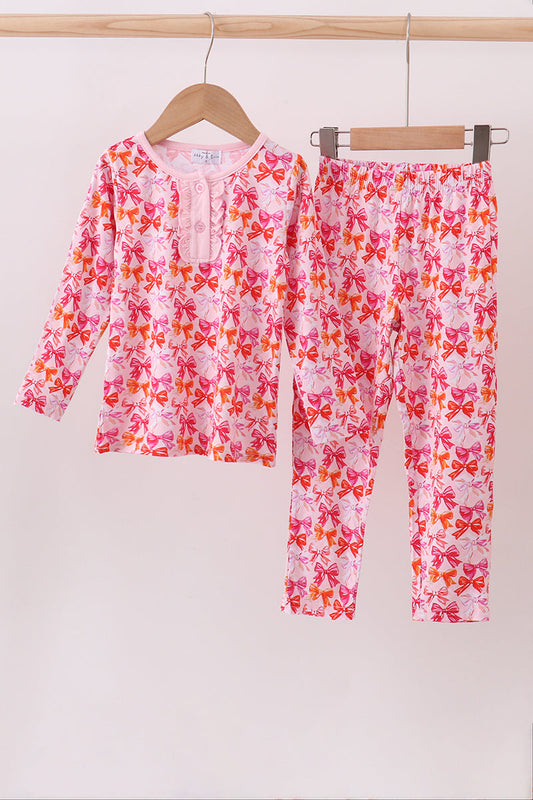 Premium berry blossom bows bamboo pants set