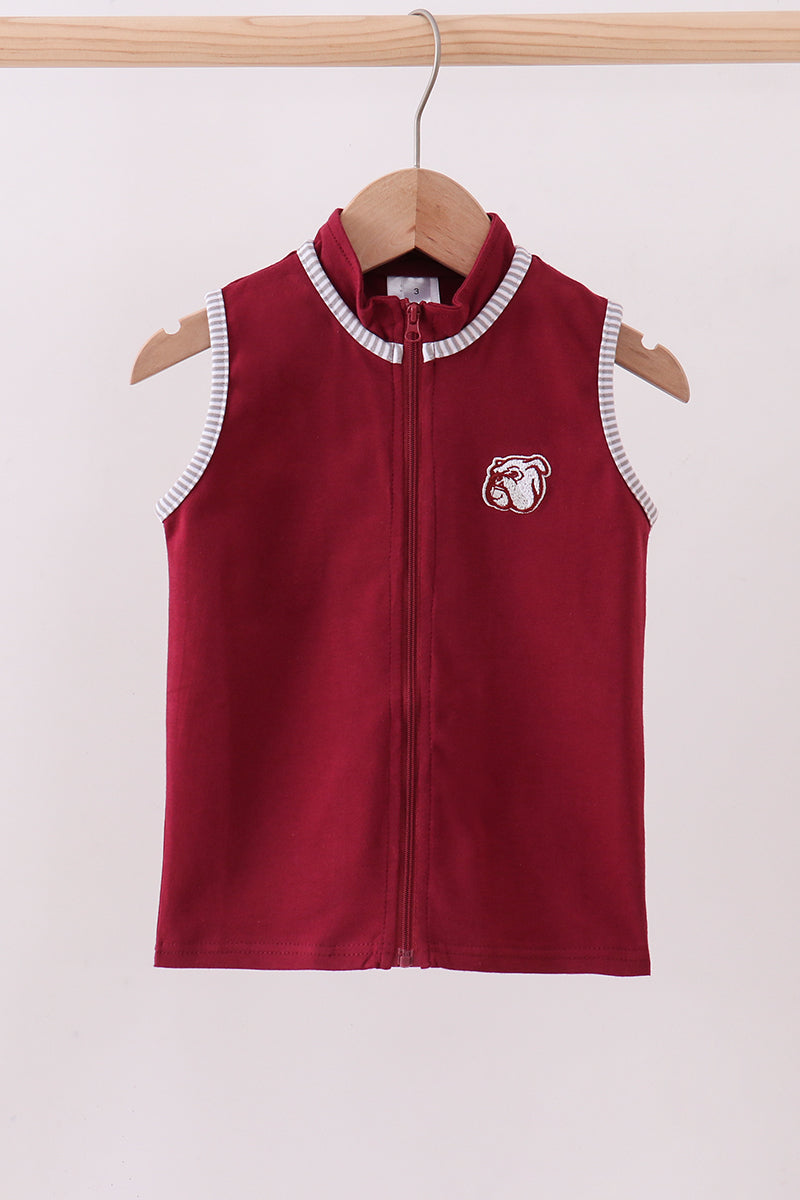 Premium Maroon Georgia bulldog embroidery vest