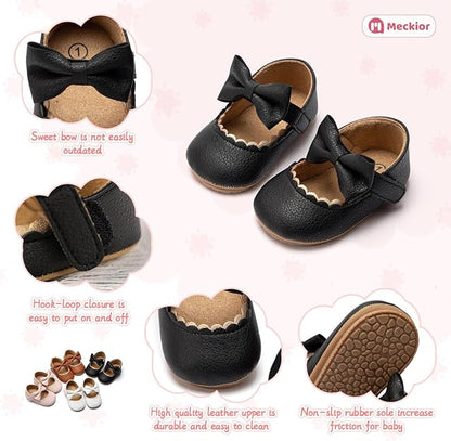 Meckior Infant Girls Soft Sole Bowknot Mary Jane Flats - Holly