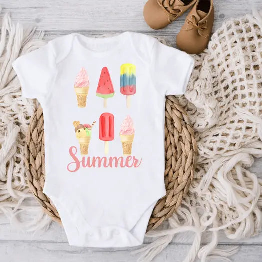 Summer Ice Cream Treats Baby Onesie