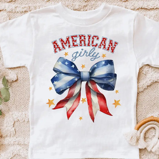 American Girly 4th of July America Kids Summer Tee Shirt