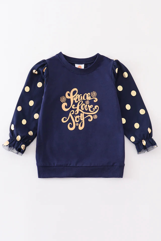 Navy Peace Love Joy top