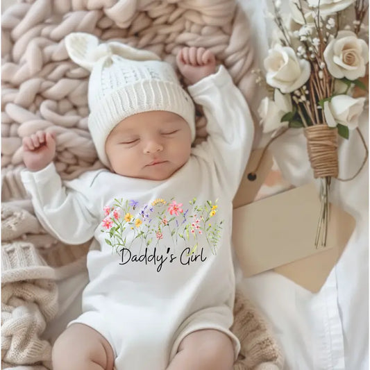 Daddy's Girl Wildflowers Watercolor Father's Day Onesie