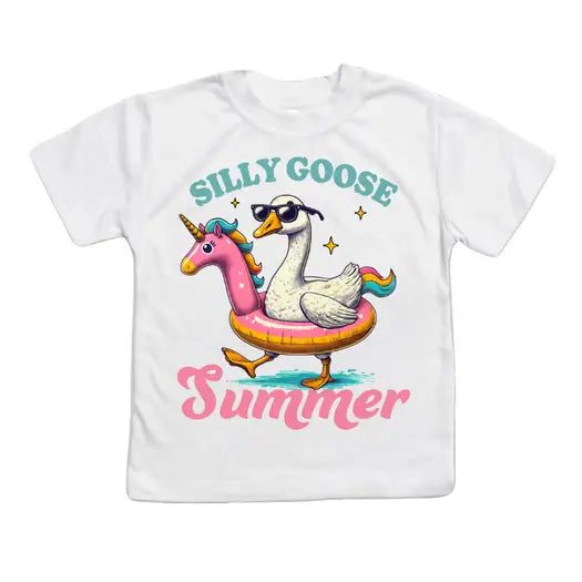 Silly Goose Summer Girls Duck with Unicorn Floaty T-Shirt
