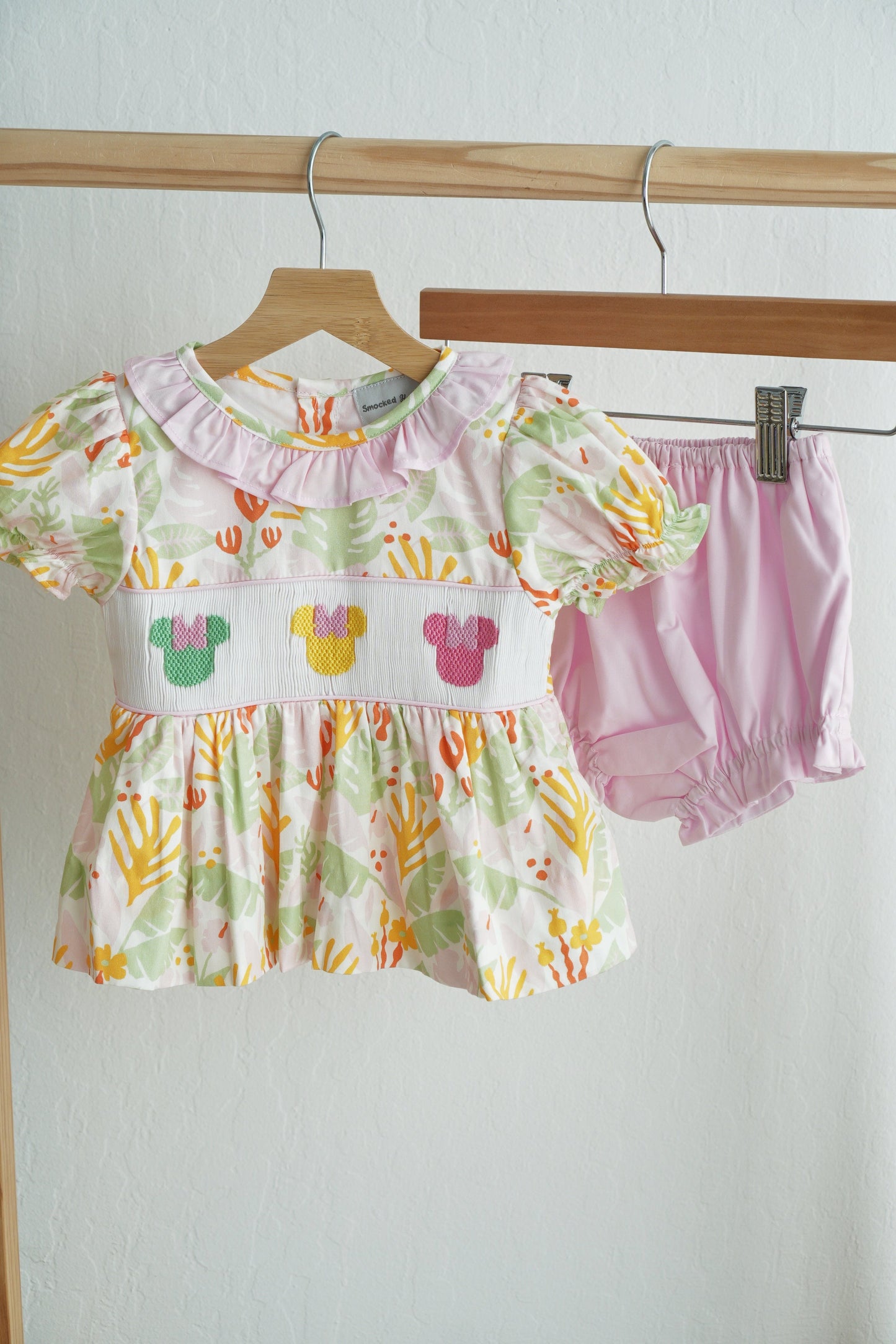 Sweet island character hand smocked bloomer set