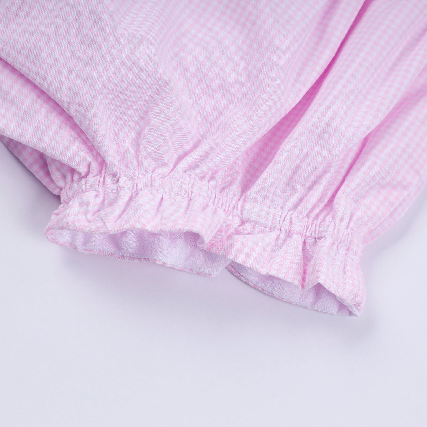 Pink princess hand smocked plaid bloomer set