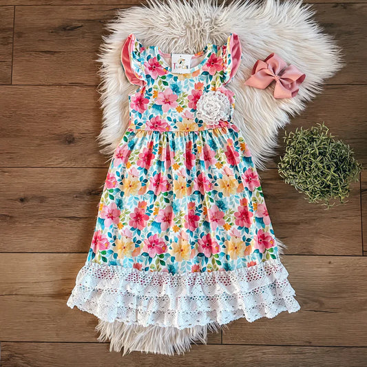 Watercolor Heart Lace Maxi Dress