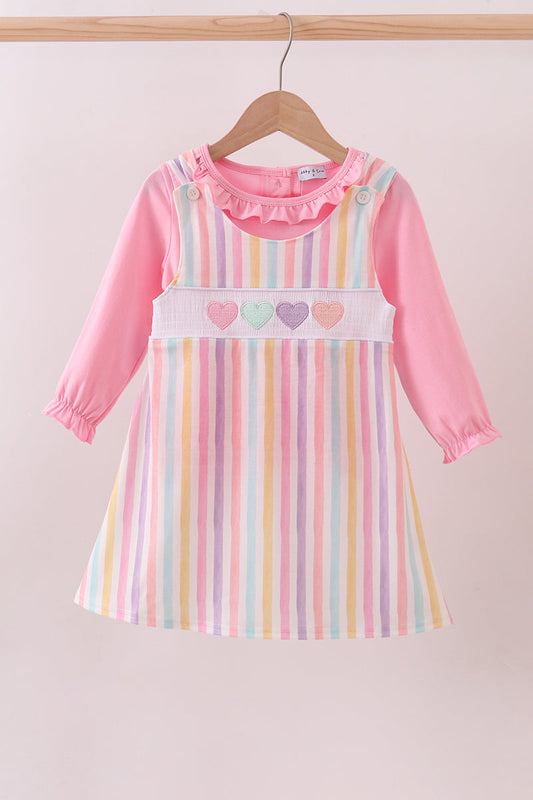 Multicolored heart smocked 2pc set