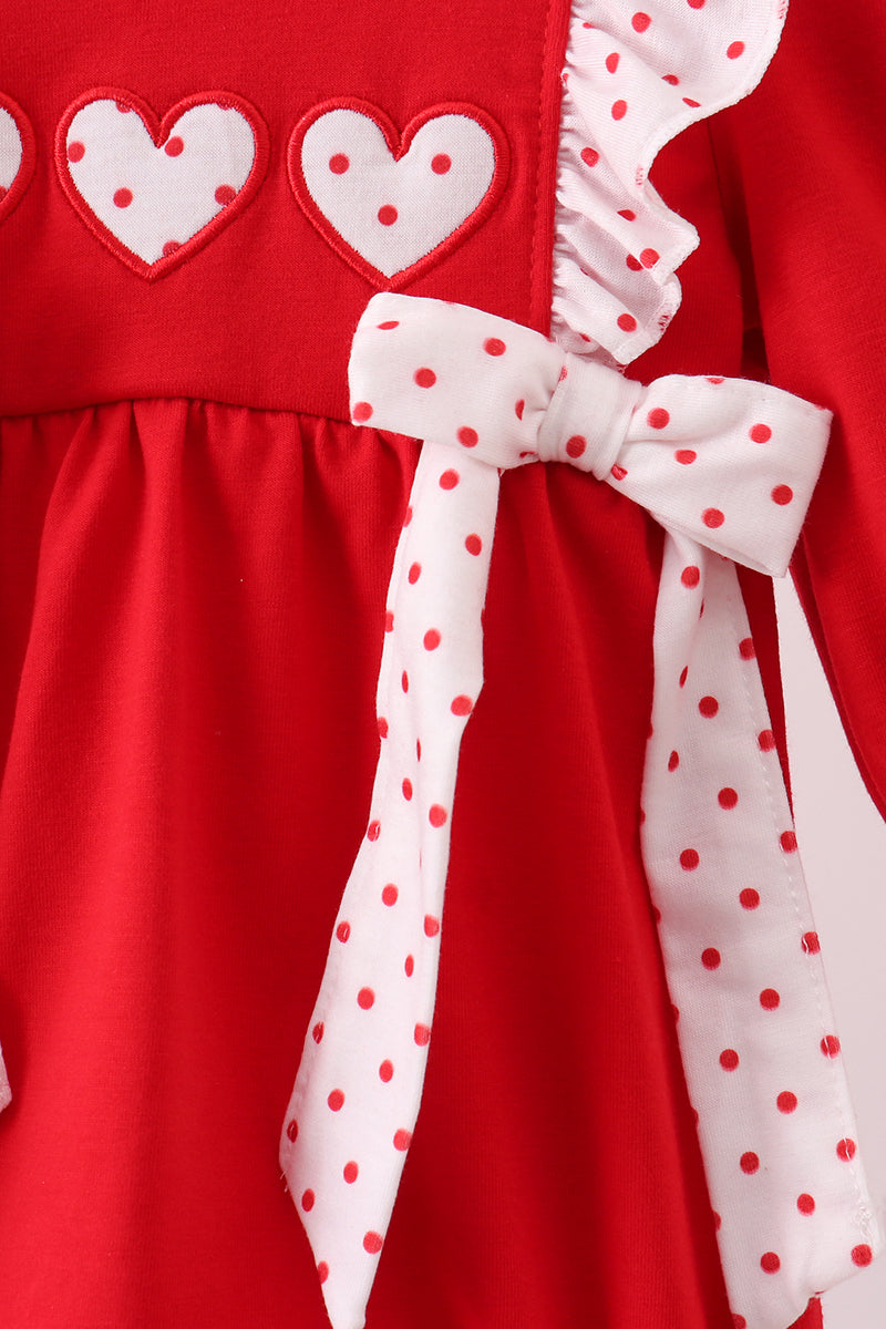 Red heart applique ruffle bubble