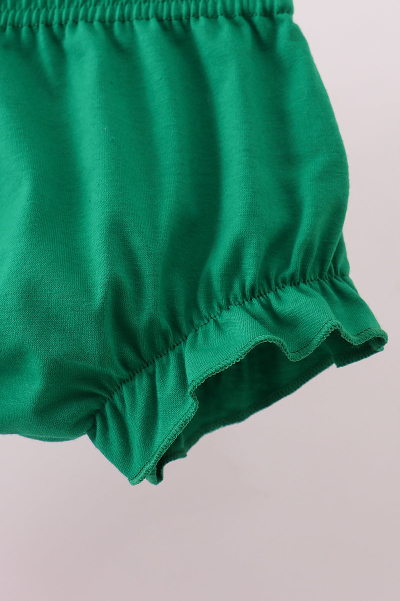 Pink clover applique seersucker bloomer set