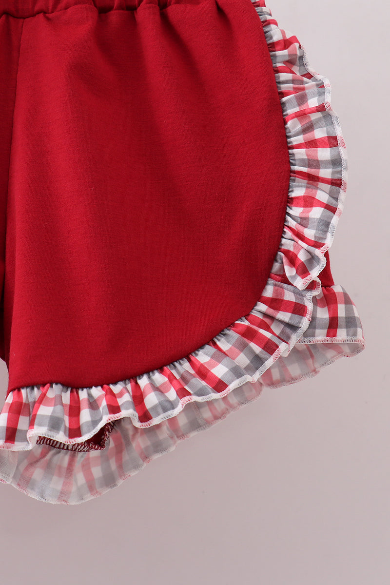 Alabama roll tide smocked ruffle plaid shorts set