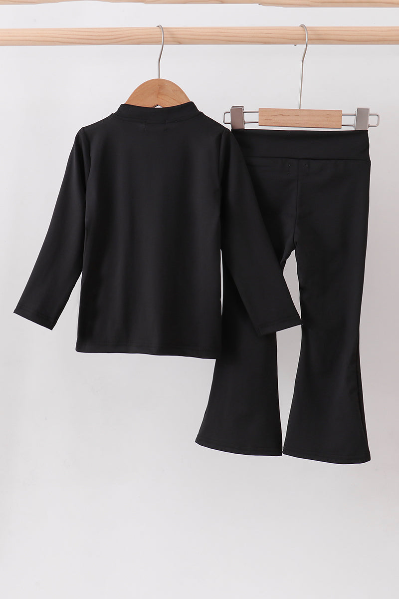 Black active  flare pants set