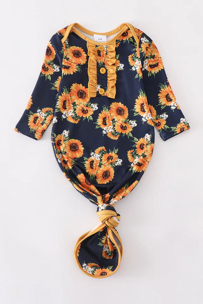 Navy sunflowers sleep sack wearable blanket