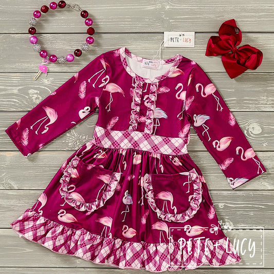 Plaid Flamingos Dress