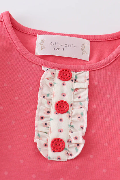 Platinum pink dot ruffle girl top