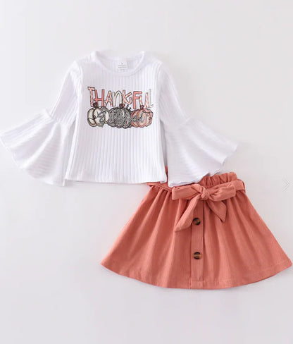 Thanksgiving Pumpkin Skirt Set