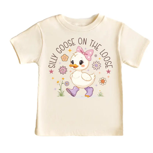 Silly Goose On the Loose Girls Duck with Bow Tee Shirt