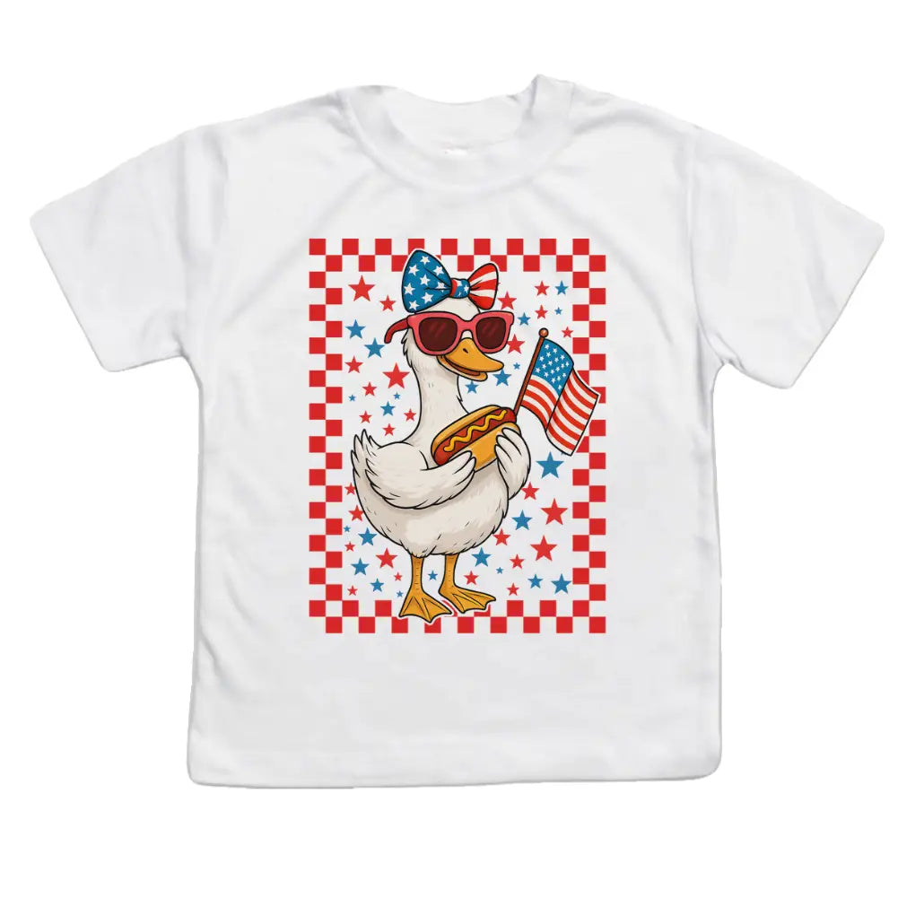 Silly Goose and Hotdog Girls 4th of July Tee Shirt