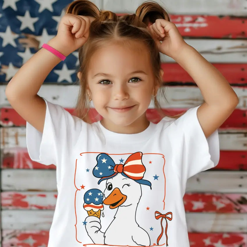 Silly Goose Patriotic Girls 4th of July USA Tee Shirt