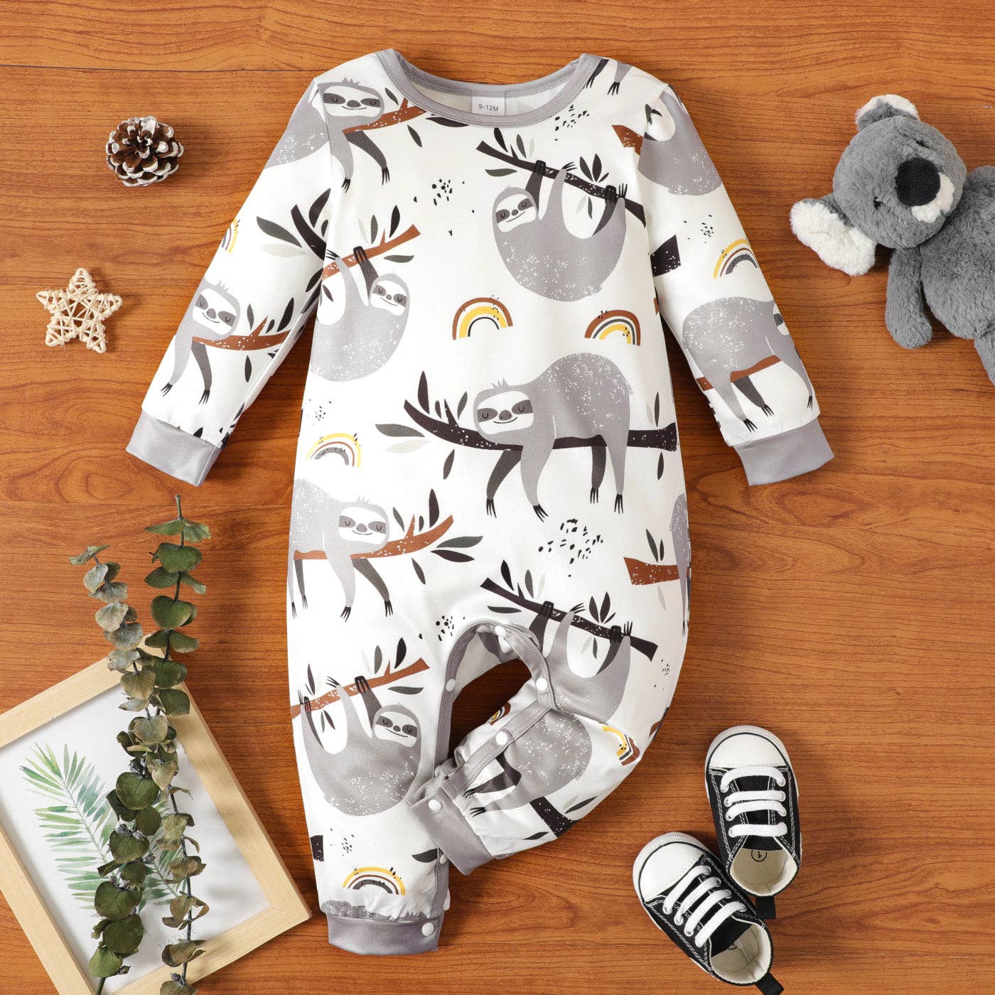 Cartoon Sloth Infant Long-sleeve Jumpsuit