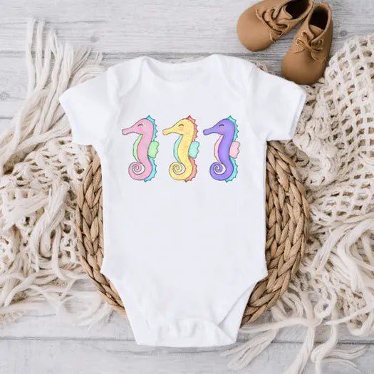 Seahorse Trio Kids Summer Baby Onesie