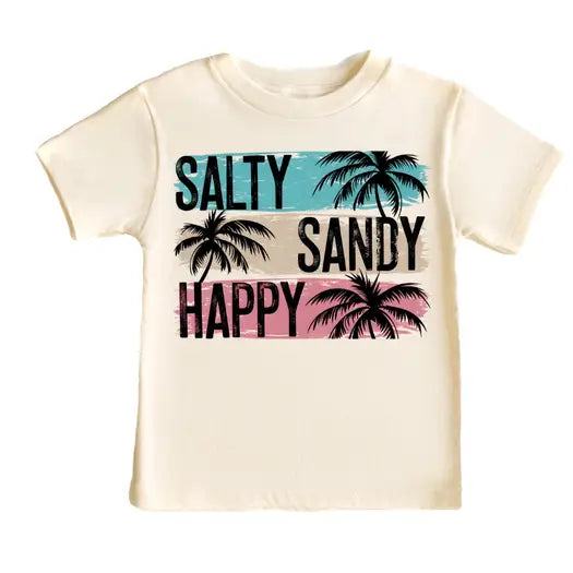 Salty Sandy and Happy Summer Vibes Girls Tee Shirt