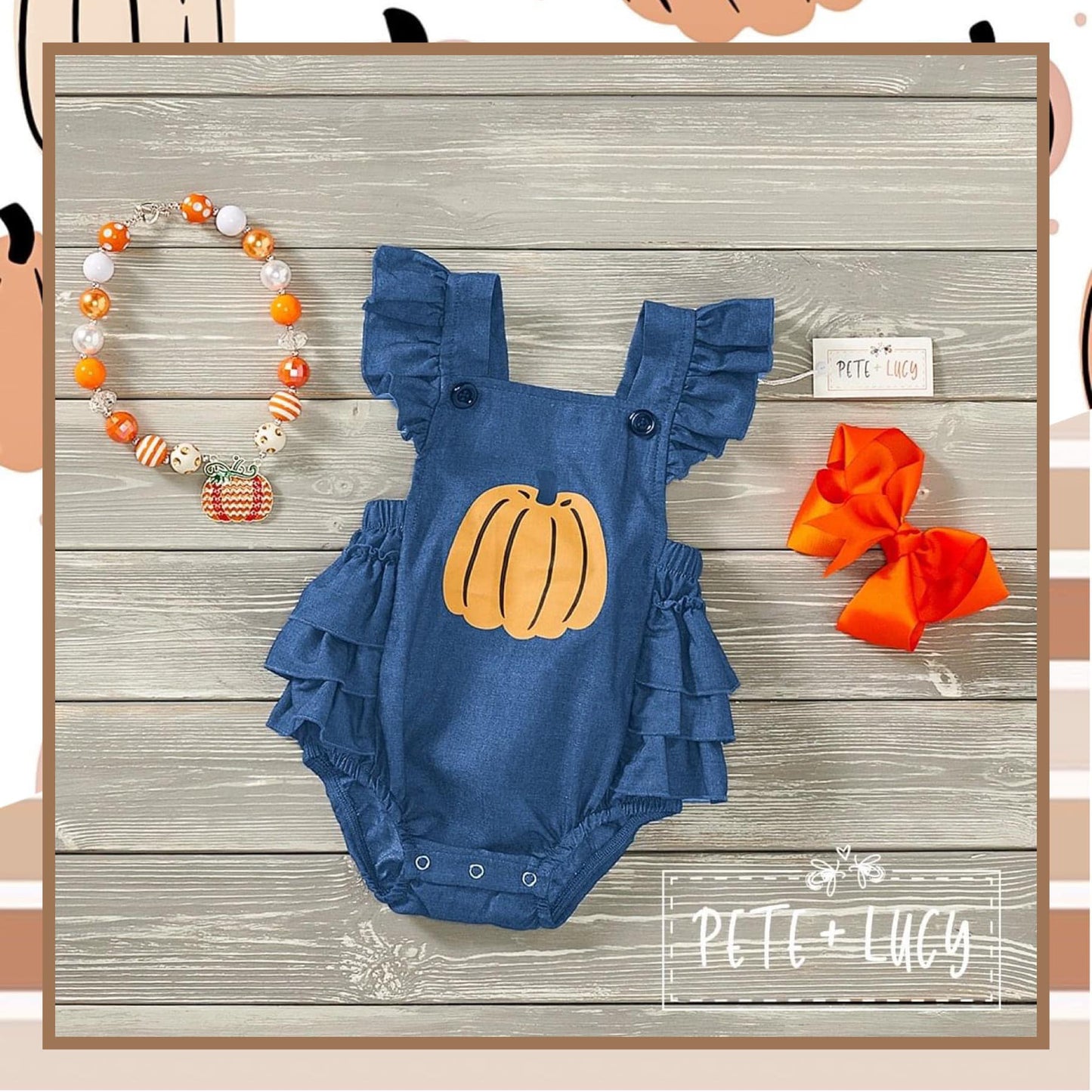 Denim Pumpkin Romper