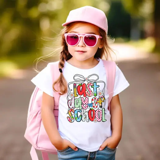 Last Day of School Coquette Bow Girls T-Shirt