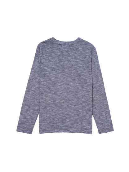 BOYS SPACE DYE L/S HENLEY T-SHIRT