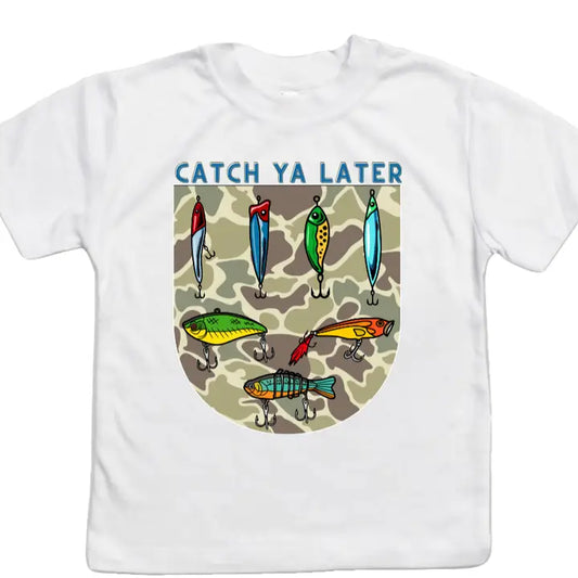 Catch Ya Later Camo Fishing Lures Kids Tee Shirt