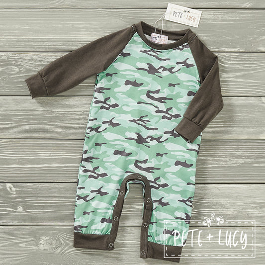 Grey Camo Infant Romper