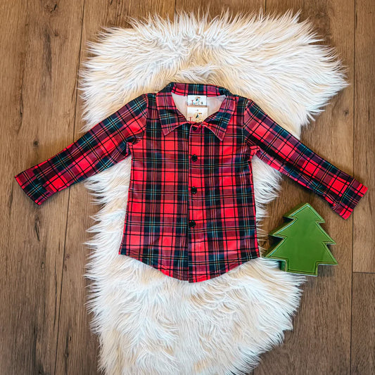 Red Plaid Button Up Shirt
